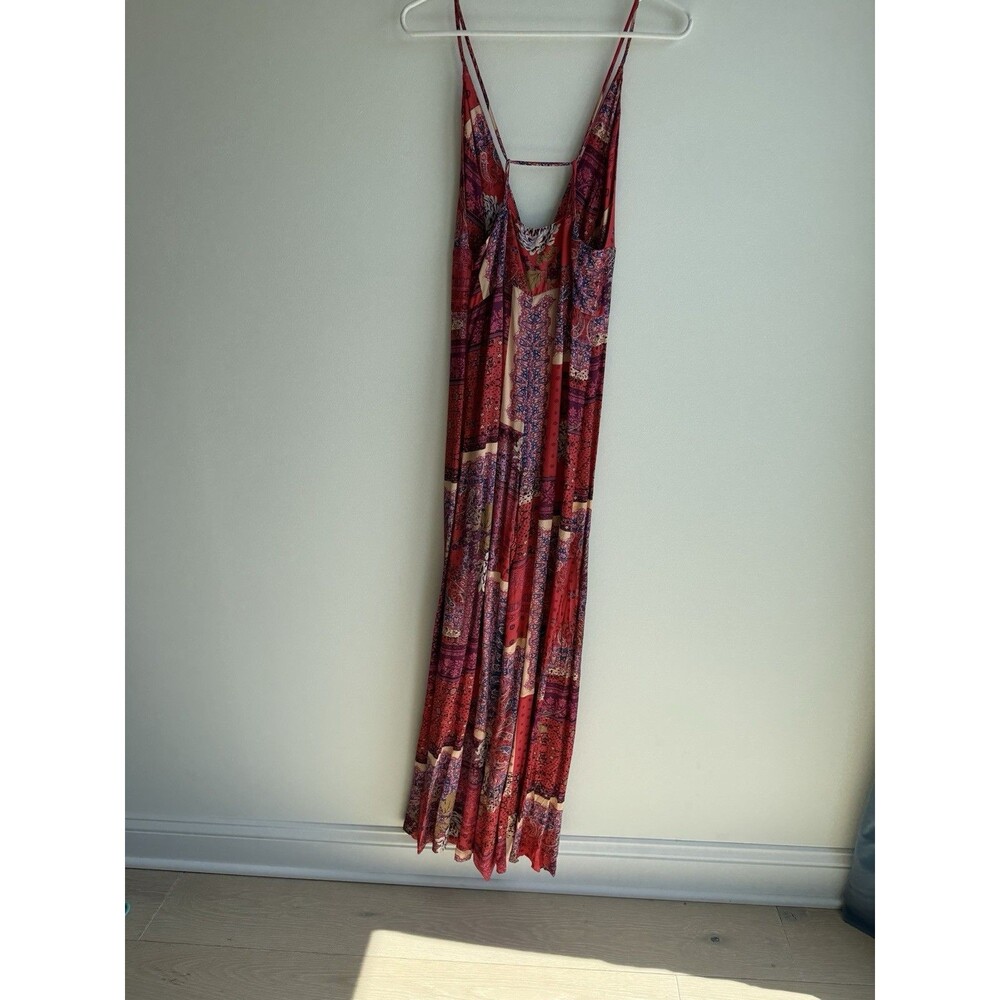 Free People Red Multi-Pattern Sleeveless Jumpsuit Romper